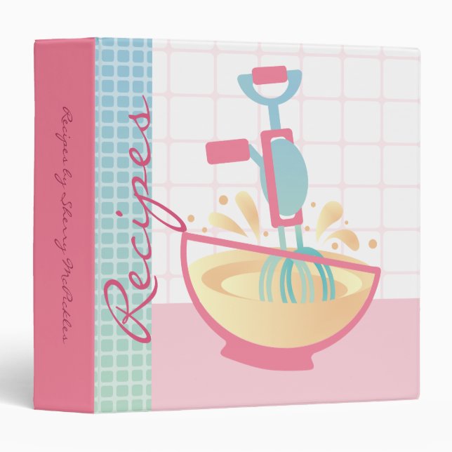 Custom colour egg beater cookbook recipe binder (Front/Spine)