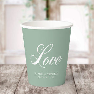 Custom Colour Elegant Cursive Love Paper Cups