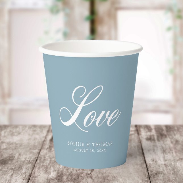 Custom Colour Elegant Cursive Love Paper Cups (Creator Uploaded)