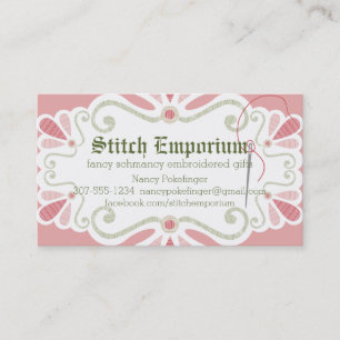 Custom colour embroidery needle thread sewing business card