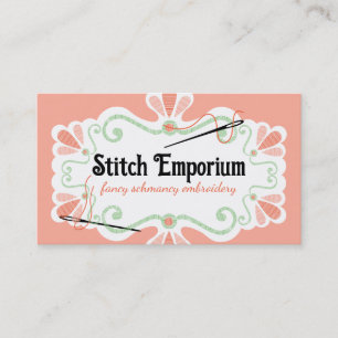 Custom colour embroidery needle thread sewing business card