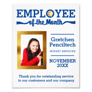 Custom colour employee of the month photo award
