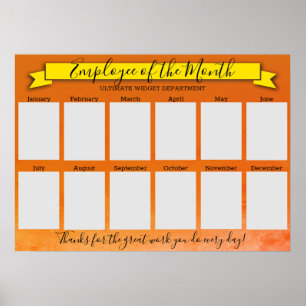 Custom colour employee of the month photo display poster