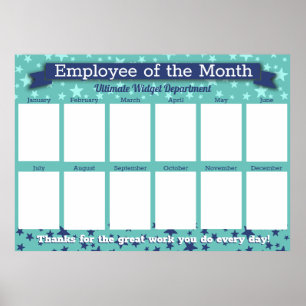 Custom colour employee of the month photo display poster