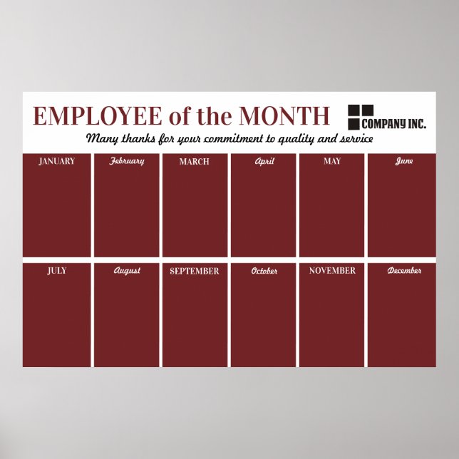 Custom colour Employee of the Month photo poster (Front)