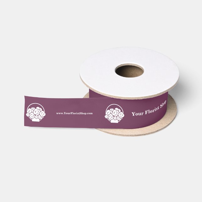 🎀🌷Custom Colour Florist Logo Satin Ribbon (Spool)
