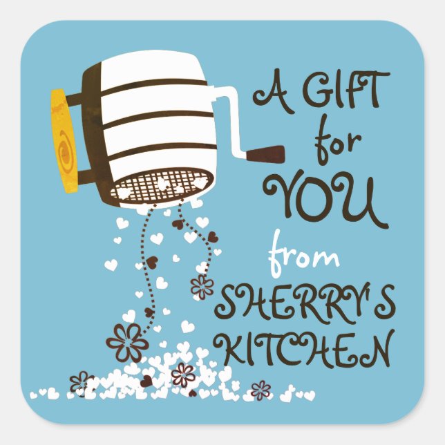 Custom colour flour sifter from the kitchen of square sticker (Front)