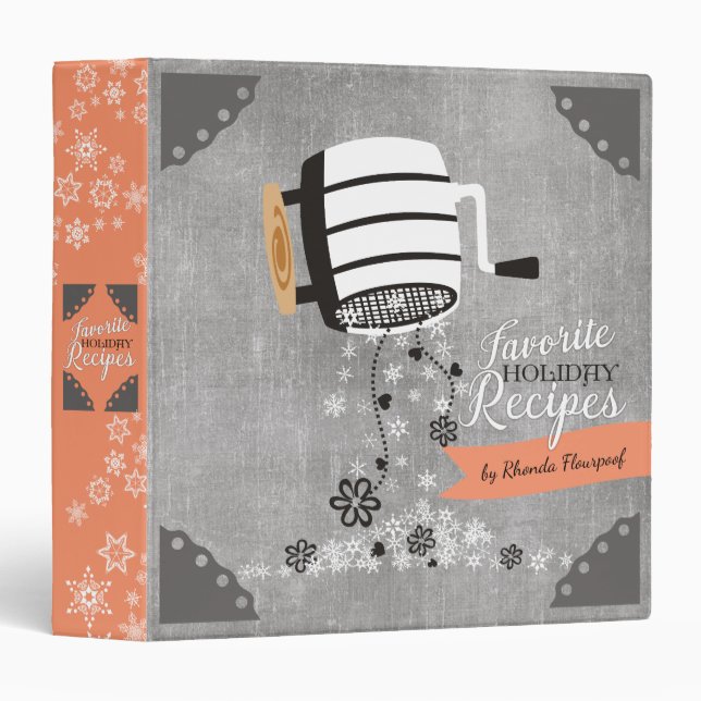 Custom colour flour sifter holiday recipe binder (Front/Spine)