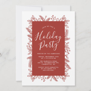 Custom Colour Foliage Frame   Holiday Party Invite
