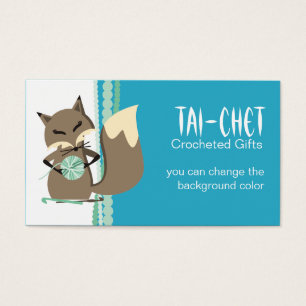 Custom colour fox crochet hooks yarn gift tag