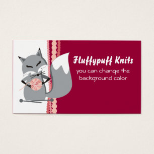 Custom colour fox yarn knitting needles gift tag