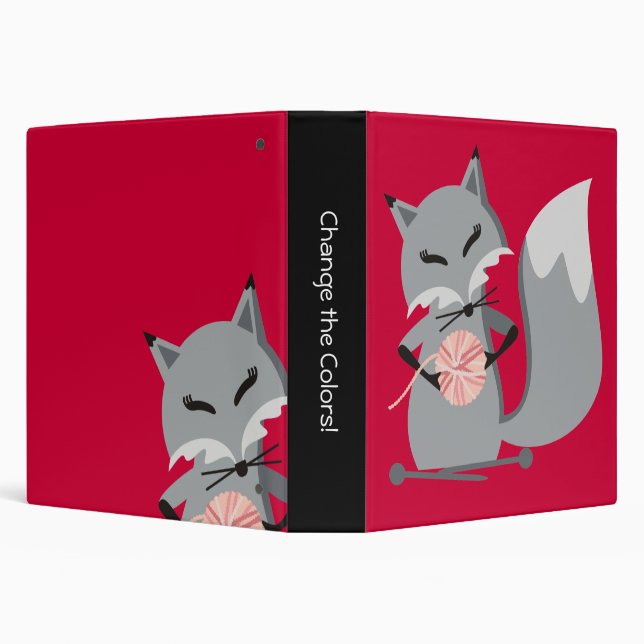 Custom colour fox yarn knitting needles pattern binder (Background)