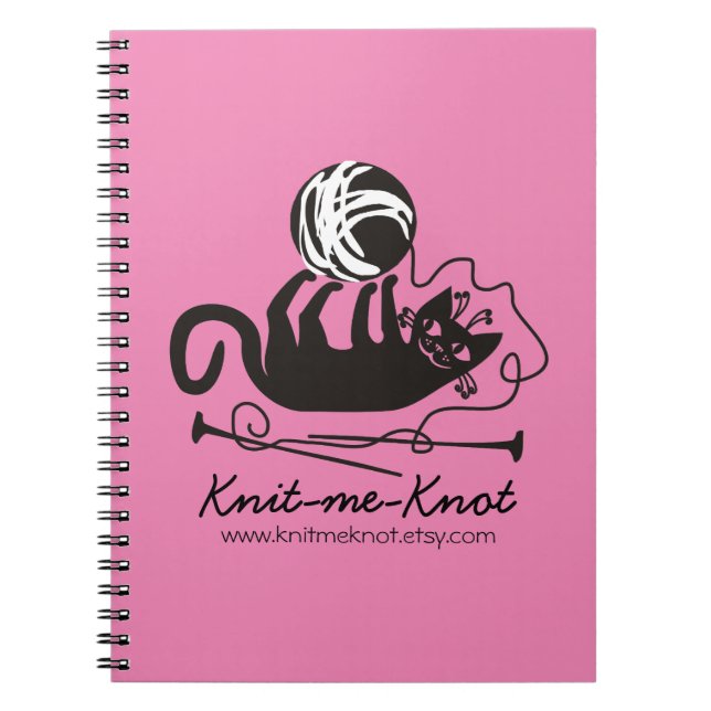 Custom colour funny black cat knitting needles notebook (Front)