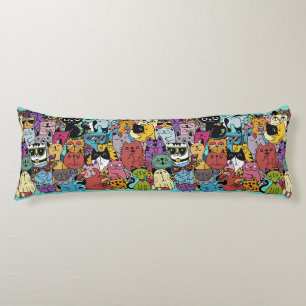 Custom Colour Funny Cats Illustration Body Pillow