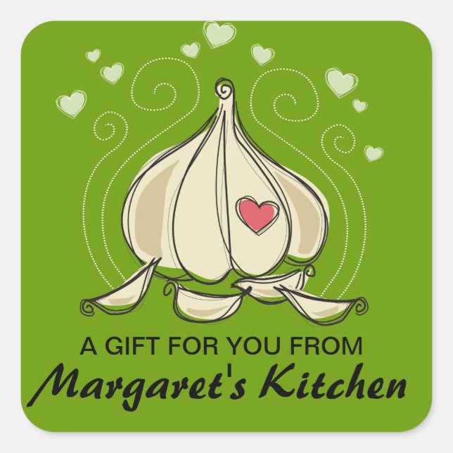 Custom colour garlic cloves food gift tag label (Front)