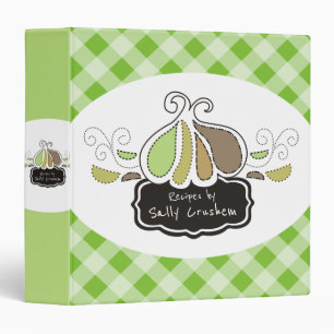 Custom colour garlic cloves gingham recipe cookboo binder