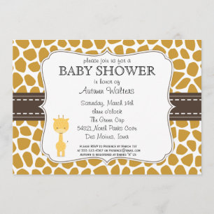 Custom Colour Giraffe Baby Shower Invitations