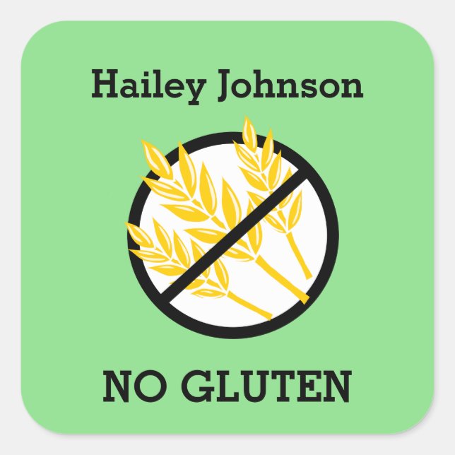 Custom Colour Gluten Wheat Celiac Personalized Kid Square Sticker (Front)