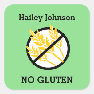 Custom Colour Gluten Wheat Celiac Personalized Kid Square Sticker