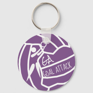 Custom Colour Goal Attack GA Netball Clipart Keychain