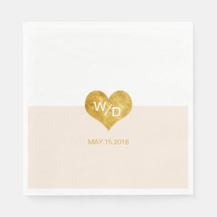 Custom Colour Gold Heart Minimalist Wedding Napkin