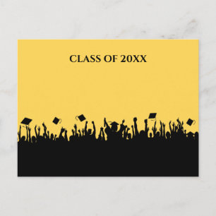 Custom Colour Graduation Class of Yellow Elegance Invitation Postcard