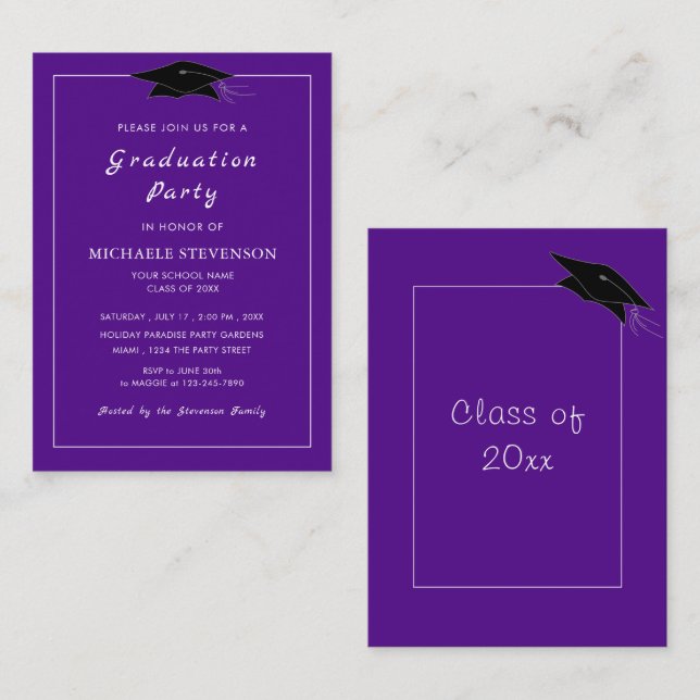 Custom Colour Graduation Invitation Example (Front/Back)