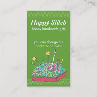 custom colour hand drawn paisley sewing pincushion business card