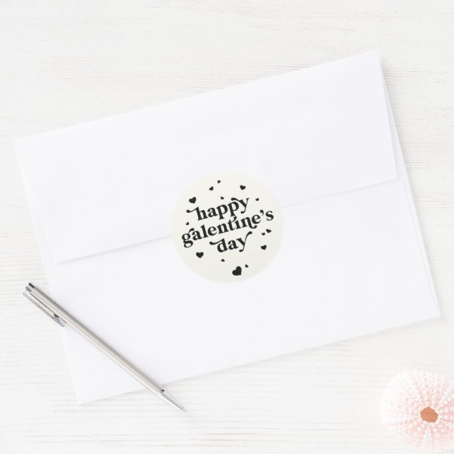 Custom Colour Happy Galentine's Day Classic Round Sticker (Envelope)
