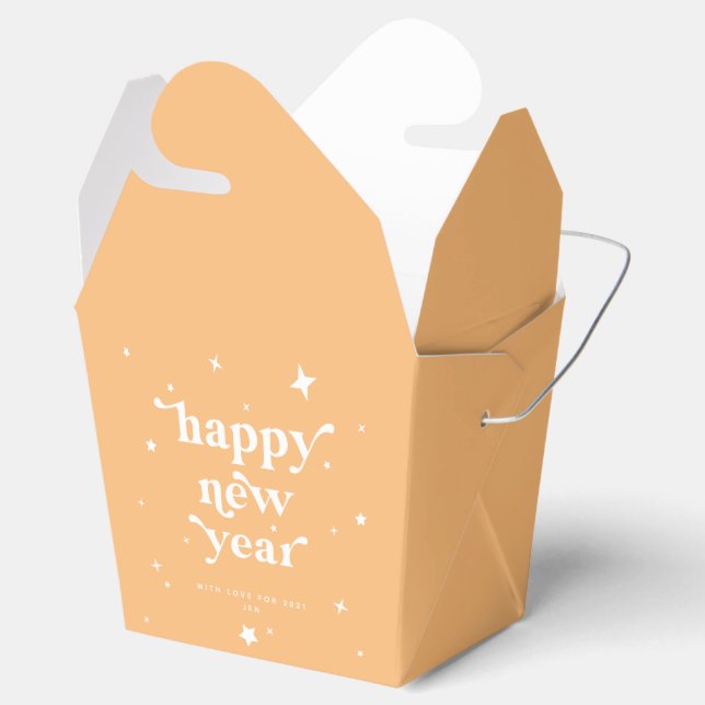 Custom Colour Happy New Year + Stars Favour Box (Opened)