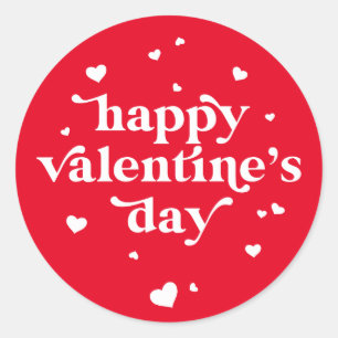 Custom Colour Happy Valentine's Day Classic Round Sticker