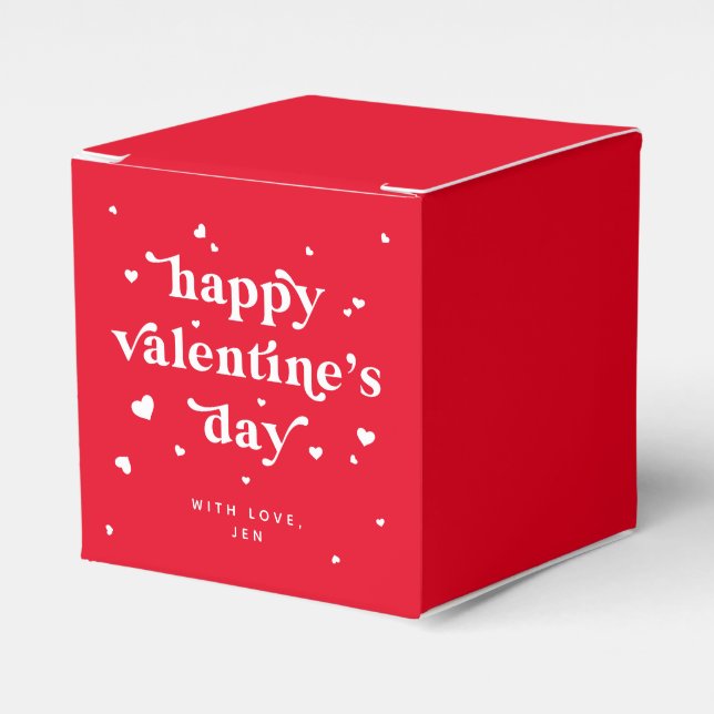 Custom Colour Happy Valentine's Day + Hearts Favor Box (Front Side)