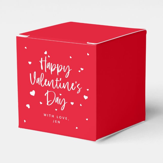 Custom Colour Happy Valentine's Day + Hearts Favor Box (Front Side)