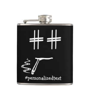 Custom Colour # Hashtag Smoking Smiley Face Funny Hip Flask