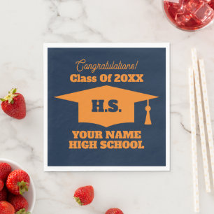 Custom colour High School Graduation party napkins
