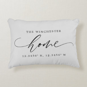 Custom Colour Home Script With Coordinates Accent Pillow