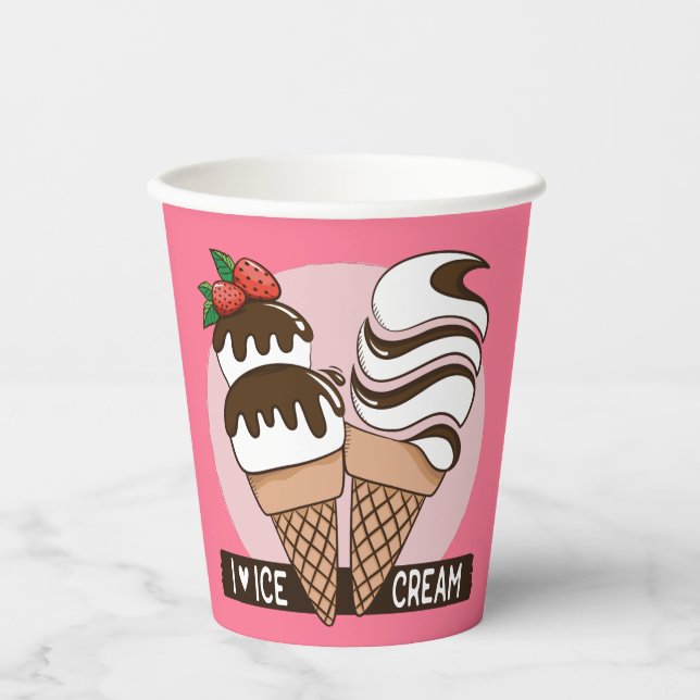 Custom colour Ice Cream Lover Paper Cups (Front)