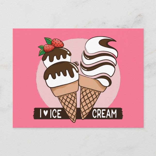 Custom colour Ice Cream Lover postcard (Front)