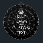 Custom colour keep calm and carry on dartboard<br><div class="desc">Custom colour keep calm and carry on dartboard. Personalize with your own funny parody. Fun Birthday gift idea for kids and adults. Trendy wall decor ideas for home,  pub,  car,  cafe,  restaurant,  man cave,  office and other places to relax. Modern typography template with crown.</div>