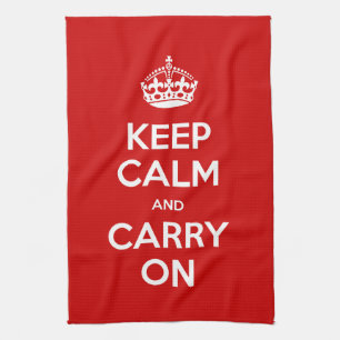 Custom Colour Keep Calm and Carry On Kitchen Towel