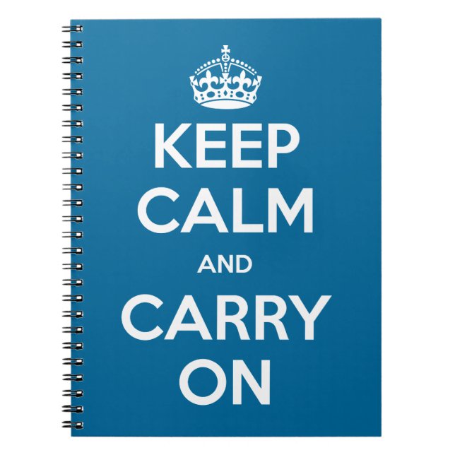 Custom Colour Keep Calm and Carry On Notebook (Front)