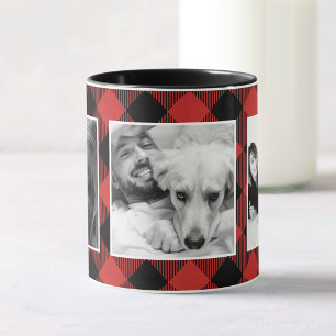 Custom Colour Keepsake Photo Buffalo Plaid Pattern Mug