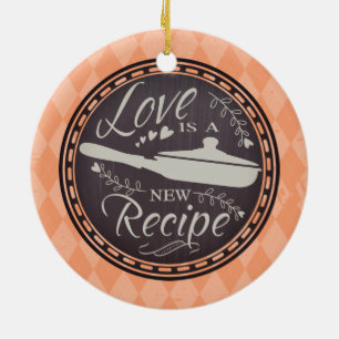 Custom colour love is new recipe Christmas ornamen Ceramic Ornament