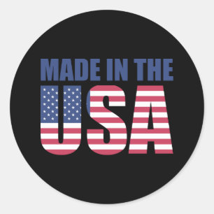 Custom Colour Made in USA American Flag Classic Round Sticker