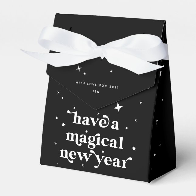Custom Colour Magical New Year + Stars Favor Box (Front Side)