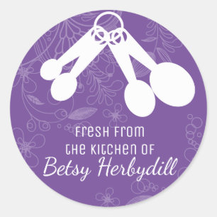 Custom colour measuring spoons from the kitchen of classic round sticker