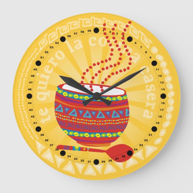 Custom colour Mexican food bowl kitchen clock (Front)