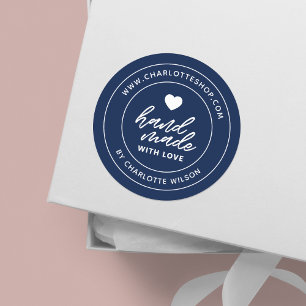 Custom Colour Modern Brush Handmade With Love Hear Classic Round Sticker