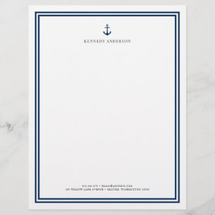 Custom Colour Modern Classic Anchor Personalized Letterhead