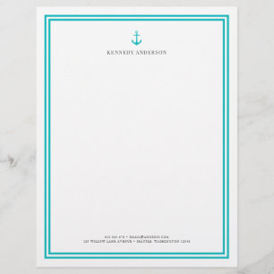 Custom Colour Modern Classic Anchor Personalized Letterhead